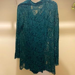 Green slip dress and cover